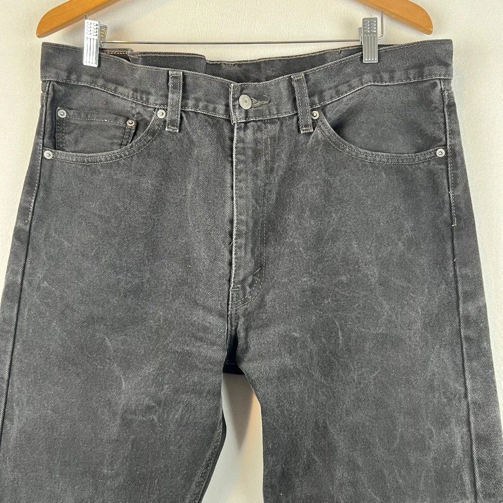 Levis 505 Jeans Mens 38x32 Regular Fit Black Denim Pants Classic‎ Casual